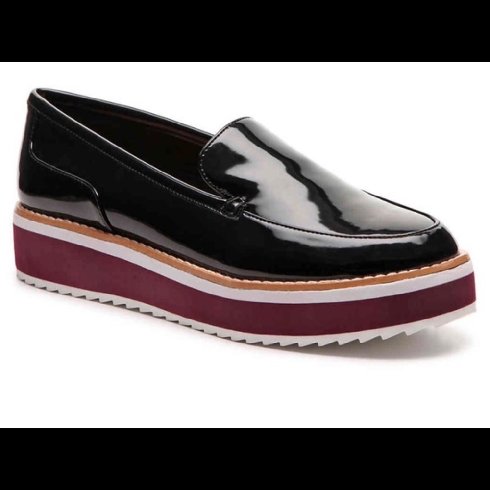 Crown Vintage Mireicia Patent Leather Platform Wedge Loafers, 7.5
